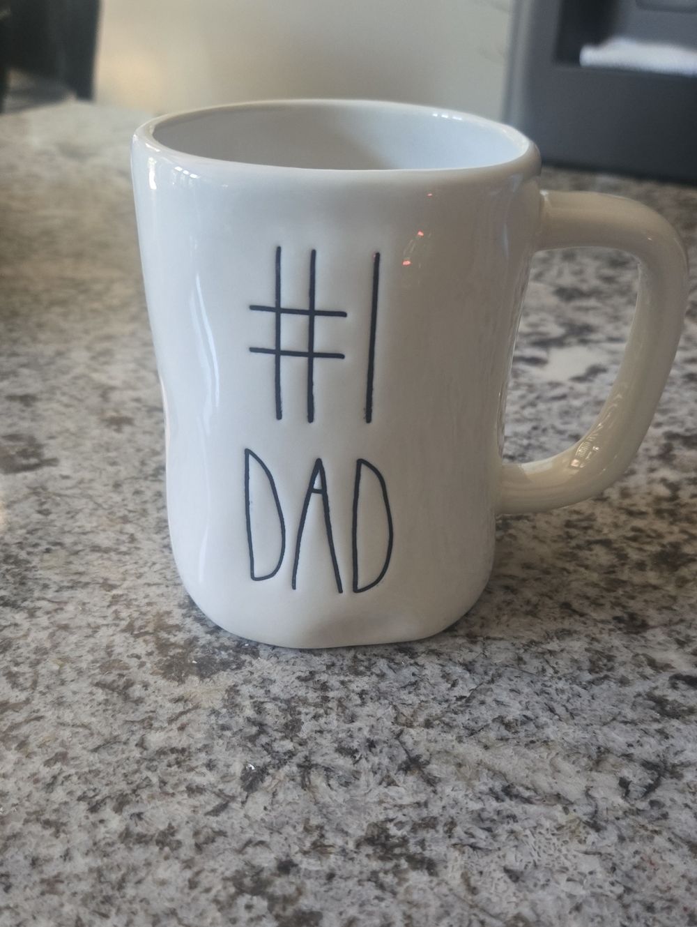 Rae Dunn White Mug with Black “#1 DAD” Lettering